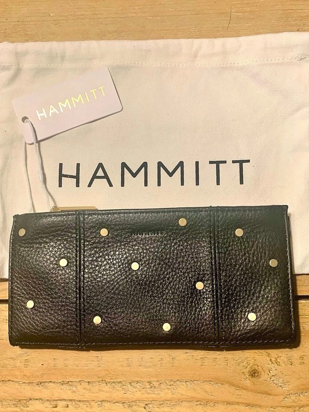 Hammitt 110 North Starlight Black Leather Wallet NWT